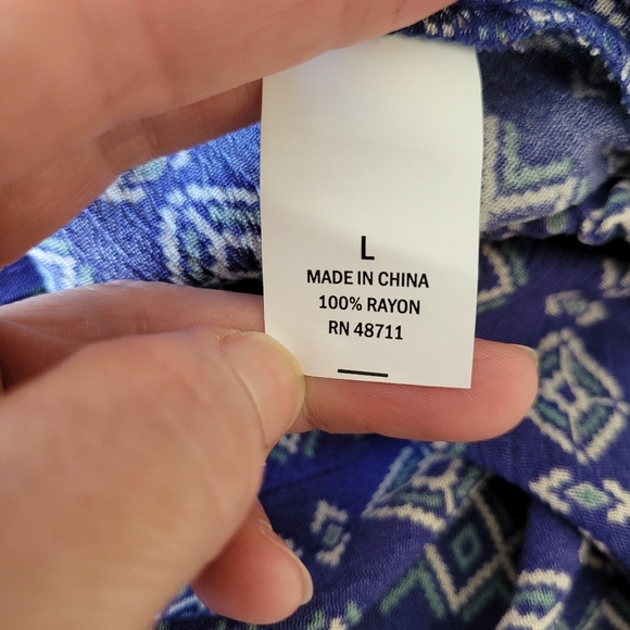 NWT Falls Creek Pull On Pants Women's Blue Purple Flowy Bohemian Size L - Picture 9 of 12